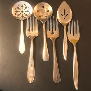 Silver-Plate and Stainless Decorative Serving Forks and Spoons - Home Dining